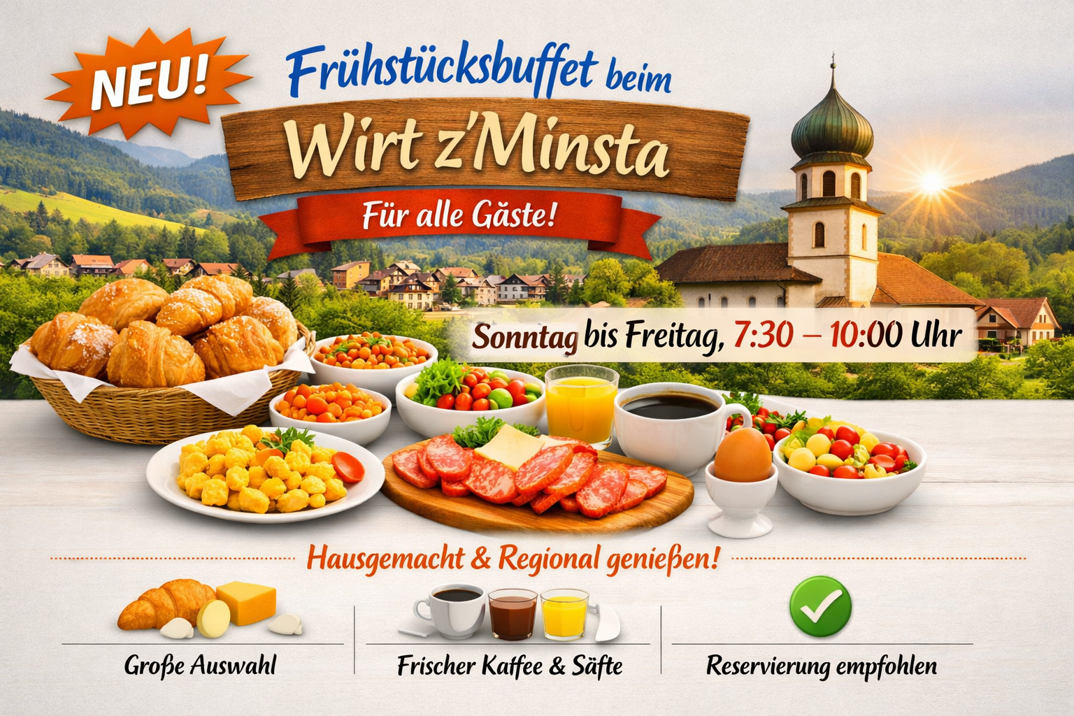 Frühstücksbuffet beim Wirt z’Minsta